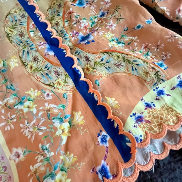 JOHNNY WAS Floral Print Scalloped Edge Tie Waist Pants - Picture 7 of 15